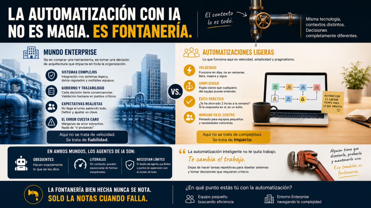 La automatización con IA no es magia. Es fontanería